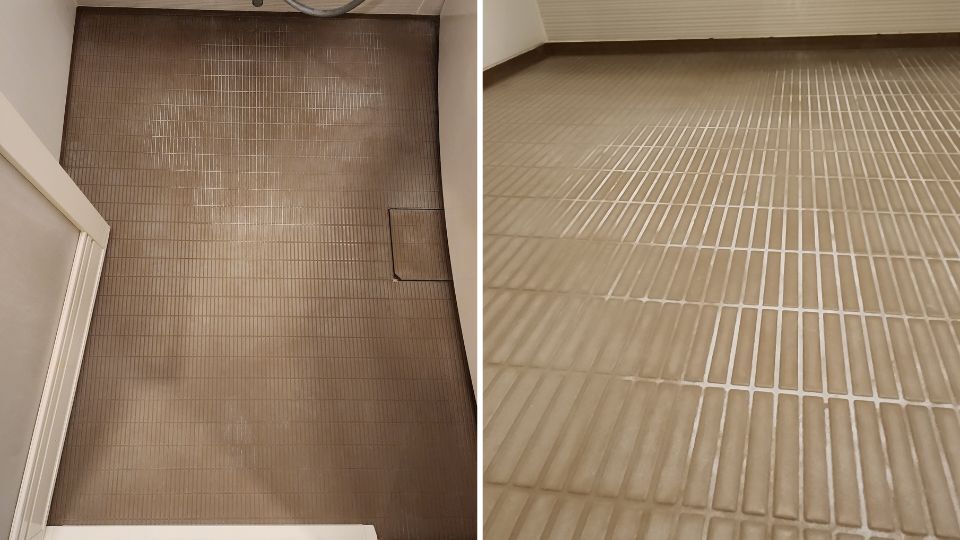 浴室床の白い汚れ