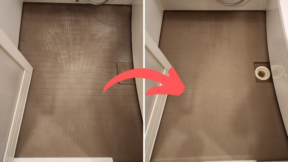 浴室床の白い汚れ