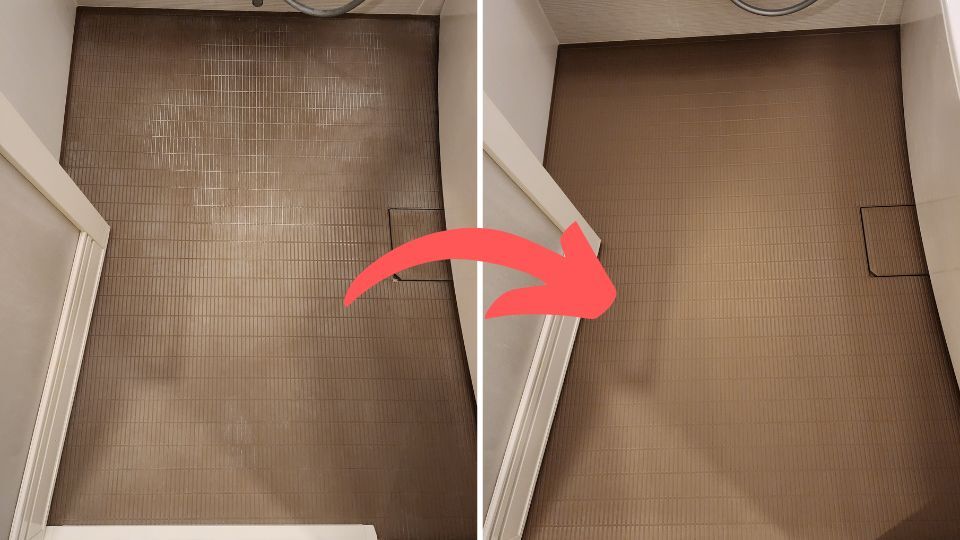 浴室床の白い汚れ